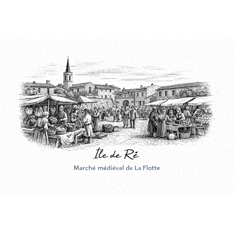 Île de Ré (Marché médiéval de La Flotte) – Lot 50 cartes postales – GRAV