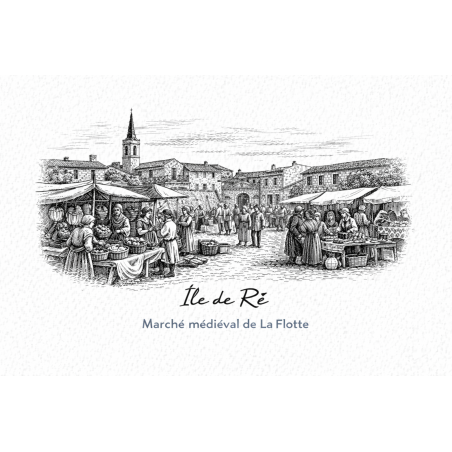 Île de Ré (Marché médiéval de La Flotte) – Lot 50 cartes postales – GRAV