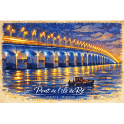 Charente-Maritime – Pont de l’Île de Ré – Nuit – Lot 50 cartes postales – MZK
