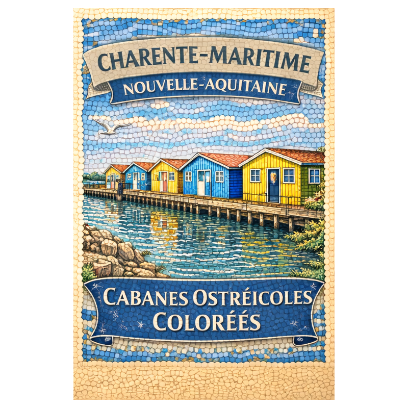 Charente-Maritime – Cabanes Ostreicoles Colorees – Lot 50 cartes postales – MZK