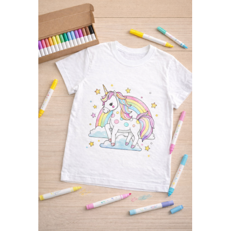 Tshirt à colorier Licorne
