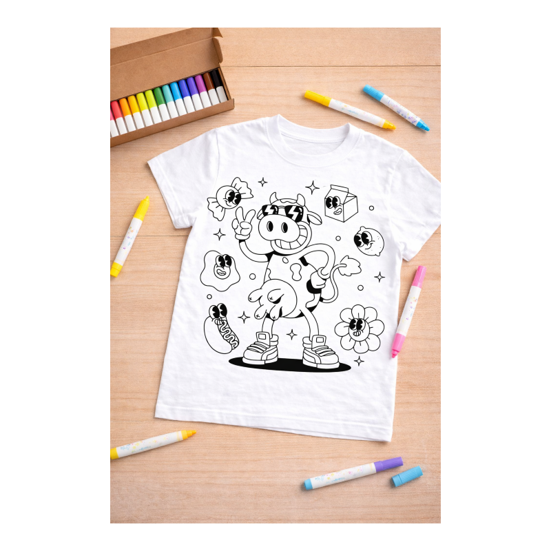 Tshirt à colorier Vache