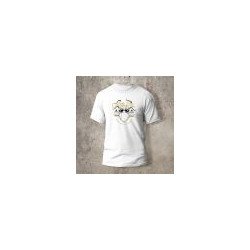 Tshirt Blanc Devant Biker Casque 2 Blanc et jaune