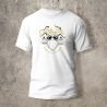 Tshirt Blanc Devant Biker Casque 2 Blanc et jaune