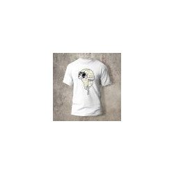 Tshirt Blanc Biker Devant Casque Blanc et jaune