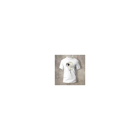 Tshirt Blanc Biker Devant Casque Blanc et jaune