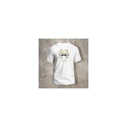 Tshirt Blanc Dos Biker Casque 2 Blanc et jaune
