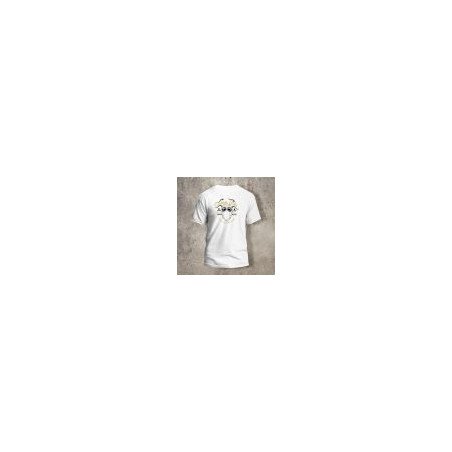 Tshirt Blanc Dos Biker Casque 2 Blanc et jaune
