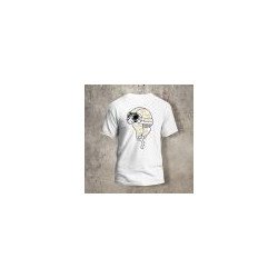 Tshirt Blanc Dos Biker Casque Blanc et jaune