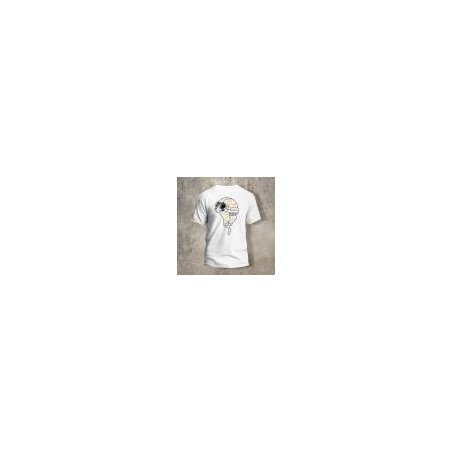 Tshirt Blanc Dos Biker Casque Blanc et jaune