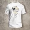 Tshirt Blanc Dos Biker Casque Blanc et jaune
