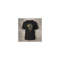 Tshirt Noir Devant Biker Casque Blanc et jaune