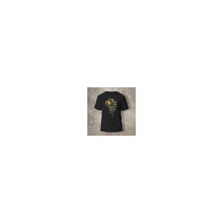 Tshirt Noir Devant Biker Casque Blanc et jaune