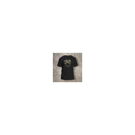 Tshirt Noir Dos Biker Casque 2 Blanc et jaune